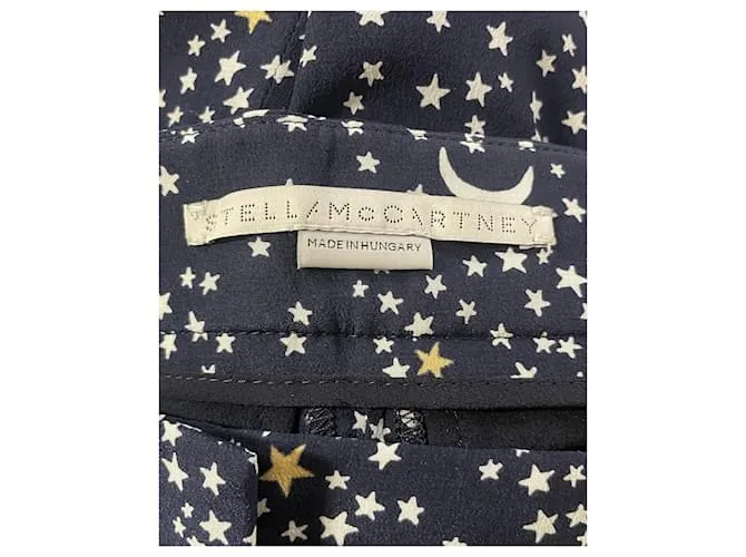 Stella Mc Cartney Stella McCartney Pantalón con estampado de lunas y estrellas de viscosa azul marino 