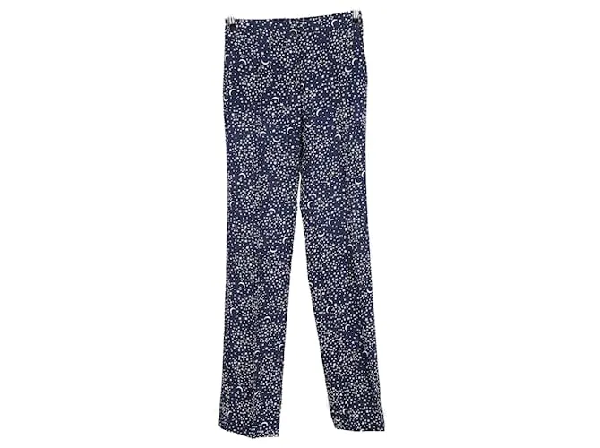 Stella Mc Cartney Stella McCartney Pantalón con estampado de lunas y estrellas de viscosa azul marino 