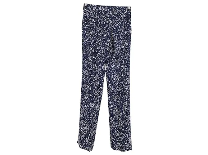 Stella Mc Cartney Stella McCartney Pantalón con estampado de lunas y estrellas de viscosa azul marino 