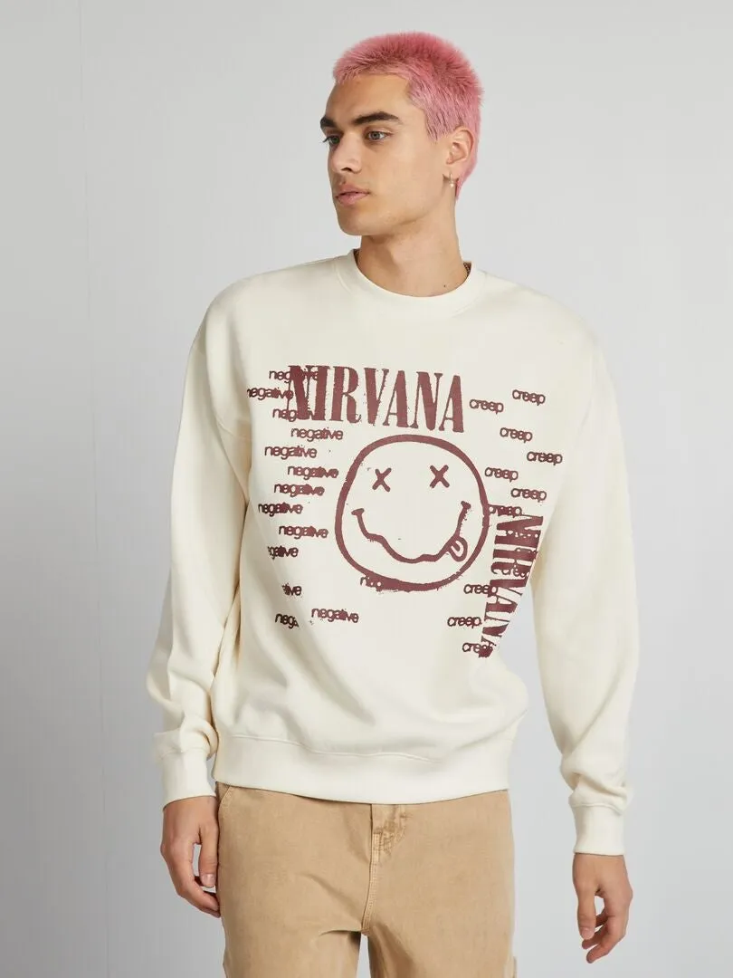 Sudadera con cuello redondo 'Nirvana' - BEIGE