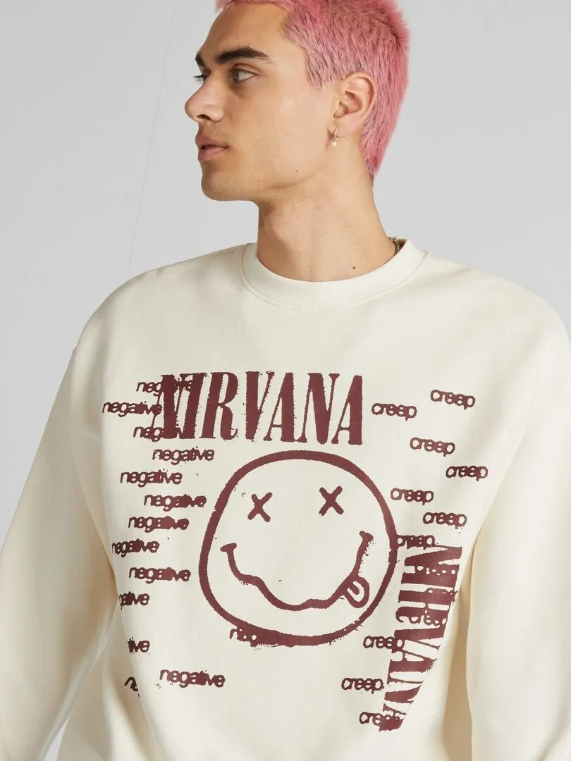 Sudadera con cuello redondo 'Nirvana' - BEIGE