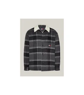 Tommy Jeans Sobrecamisa Cuello Peluche Hombre negro