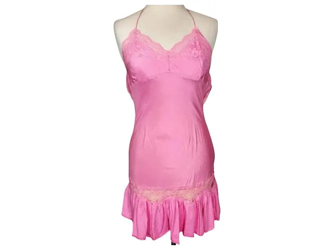 VESTIDO MANOUSH VESTIDO WILD SILK CHOU SPIRIT LENCERÍA T36/38 Rosa 