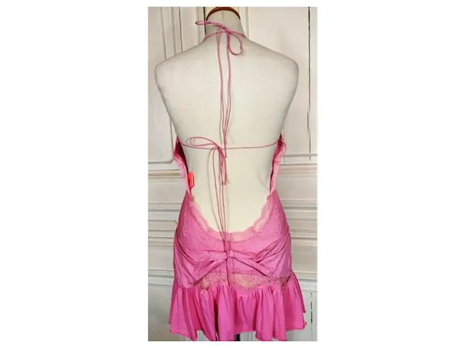 VESTIDO MANOUSH VESTIDO WILD SILK CHOU SPIRIT LENCERÍA T36/38 Rosa 