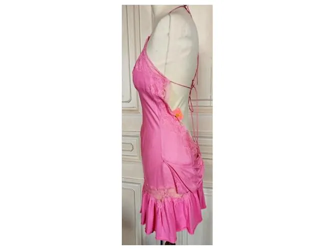 VESTIDO MANOUSH VESTIDO WILD SILK CHOU SPIRIT LENCERÍA T36/38 Rosa 