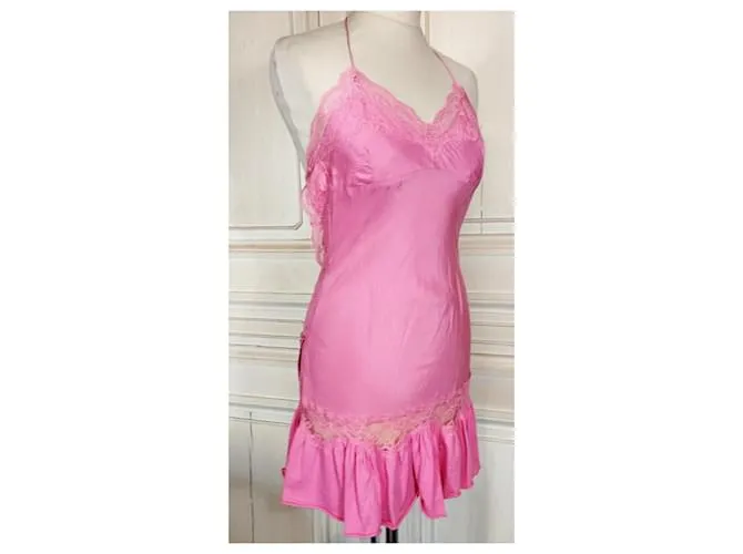 VESTIDO MANOUSH VESTIDO WILD SILK CHOU SPIRIT LENCERÍA T36/38 Rosa 