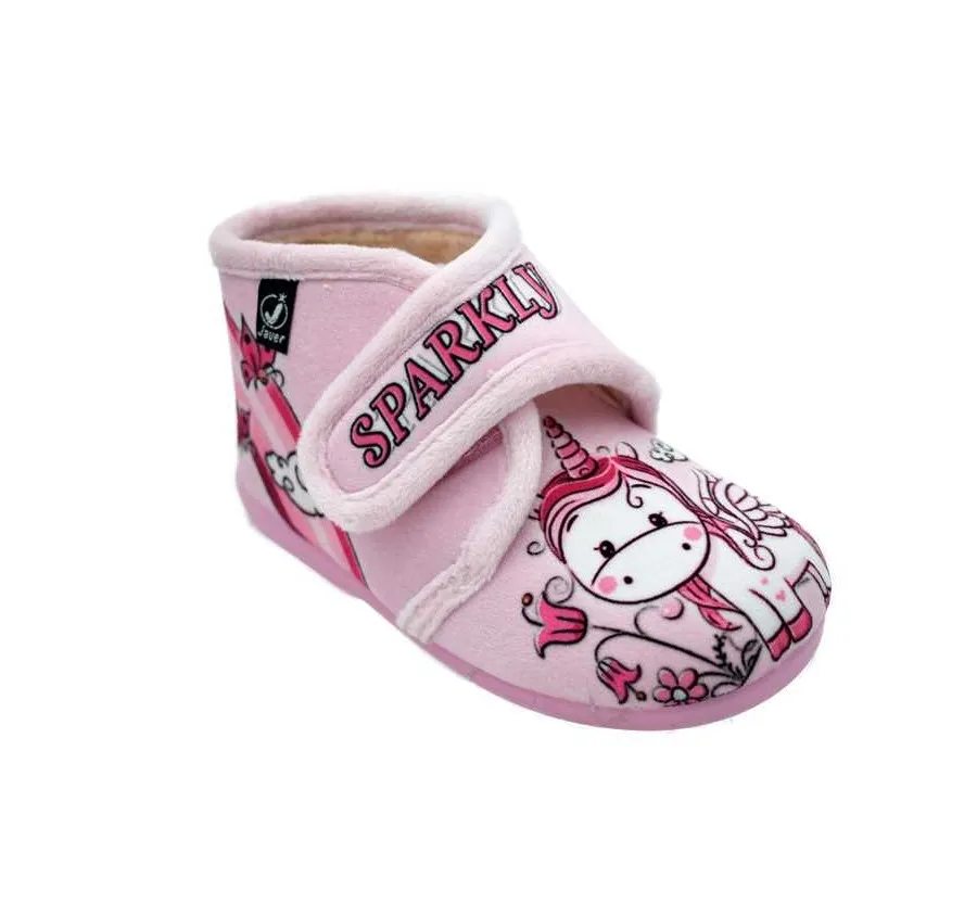 ZAPATILLA JAVER 1-136 MUY CÓMODA PANTUFLA DE CASA PARA NIÑAS VELCRO UNICORNIO ALAS ROSA 26428