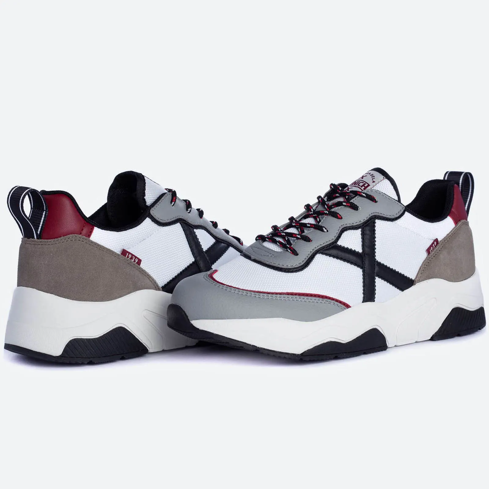 Zapatilla Munich Wave 85 Gris / Blanco / Rojo