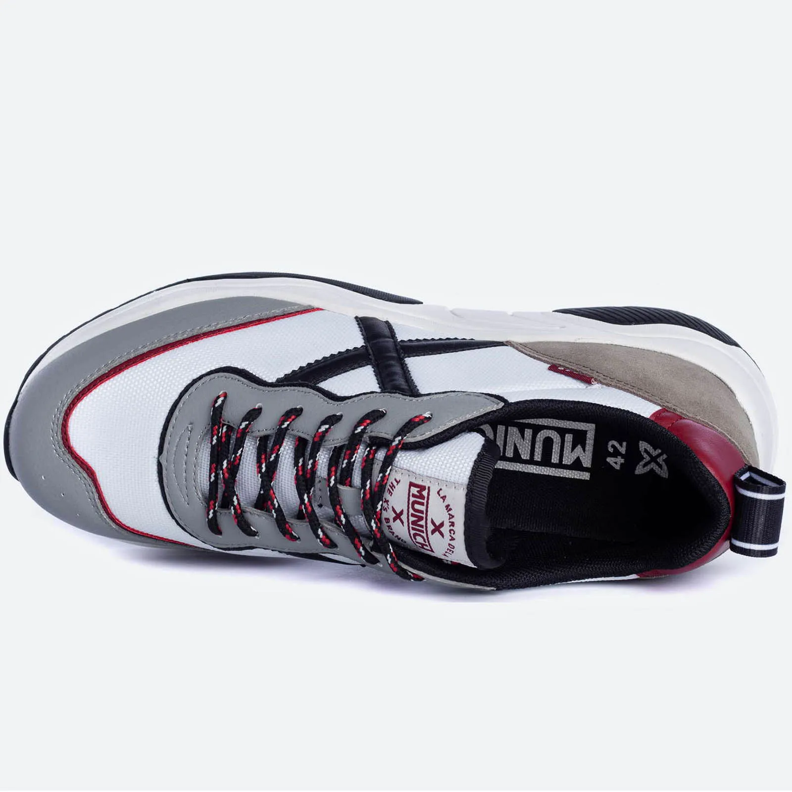 Zapatilla Munich Wave 85 Gris / Blanco / Rojo