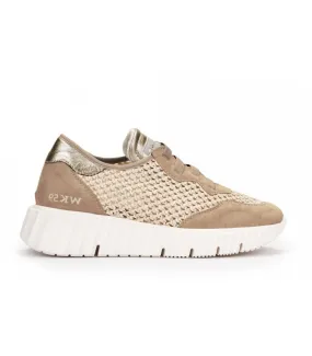 Zapato deportivo en piel taupe